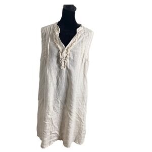 Alessia Pacini Linen Short Dress Size L Ruffle Lagenlook Minimalist Resort Wear